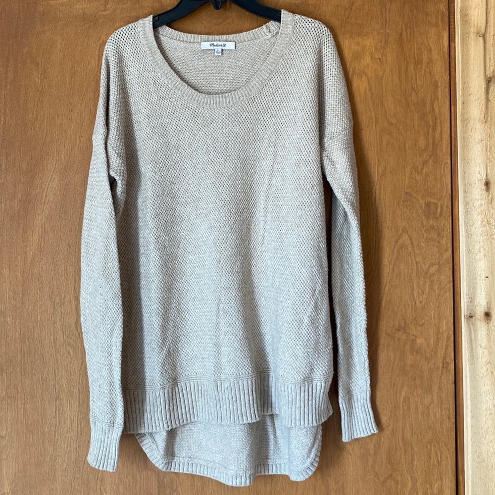 Madewell Beige Scoop Neck Knit Sweater